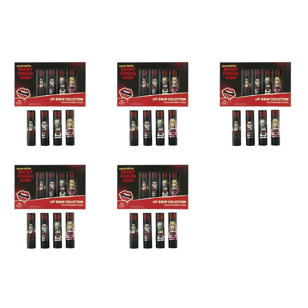 Mad Beauty Rocky Horror Show Lip Balm Collection 4 x 4g Bundle of 5