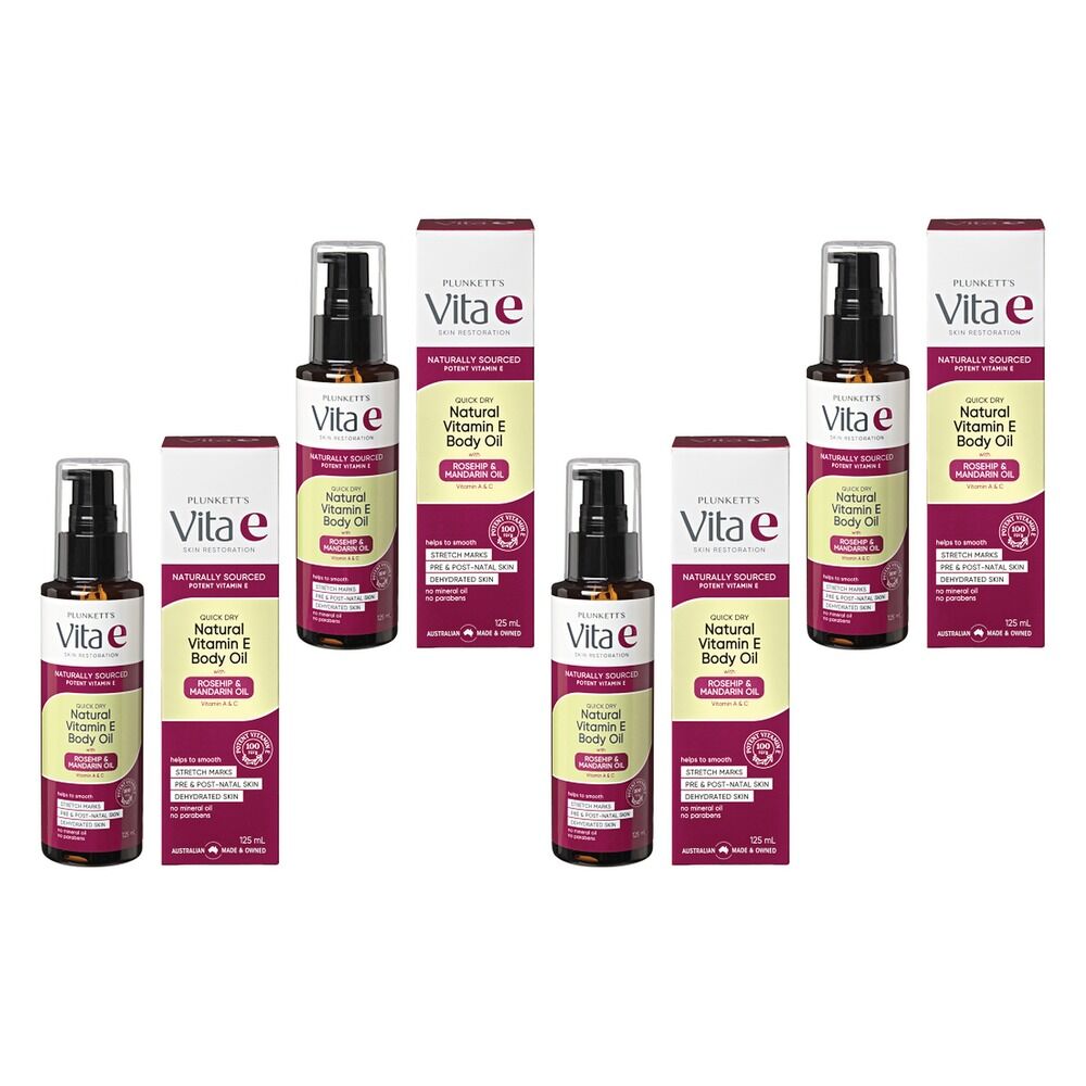 Plunketts Vita E Natural Vitamin E Quick Dry Oil 125mL Pack of 4