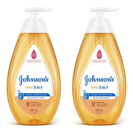 Johnson's Baby 3-in-1 Shampoo, Conditioner & Wash 500mL Pack of 2