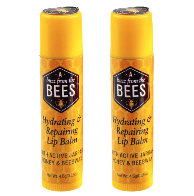 A Buzz From The Bees Lip Balm 4.5g Jarrah Honey Beeswax Natural Australian Made 2 Pack