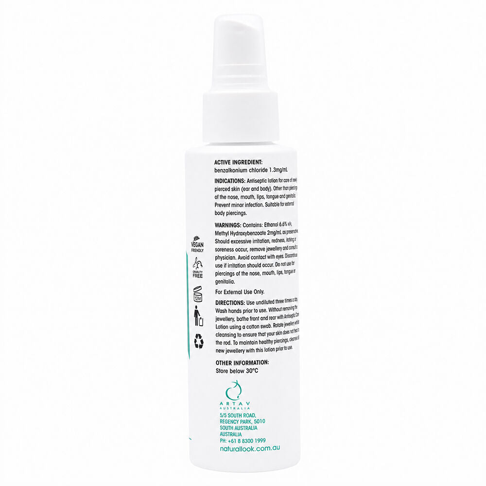 Natural Look Antiseptic Lotion 125ml For Ear & Body Piercings AU Made