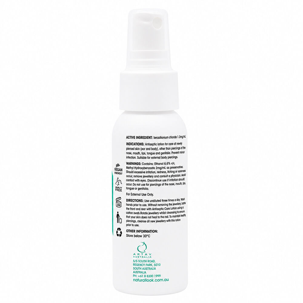 Natural Look Antiseptic Lotion 60ml Piercing Aftercare Spray AU Made
