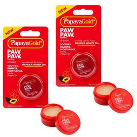 Papaya Gold Paw Paw Lip Balm 7g x2 Manuka Honey 20 Plus Moisturising Care