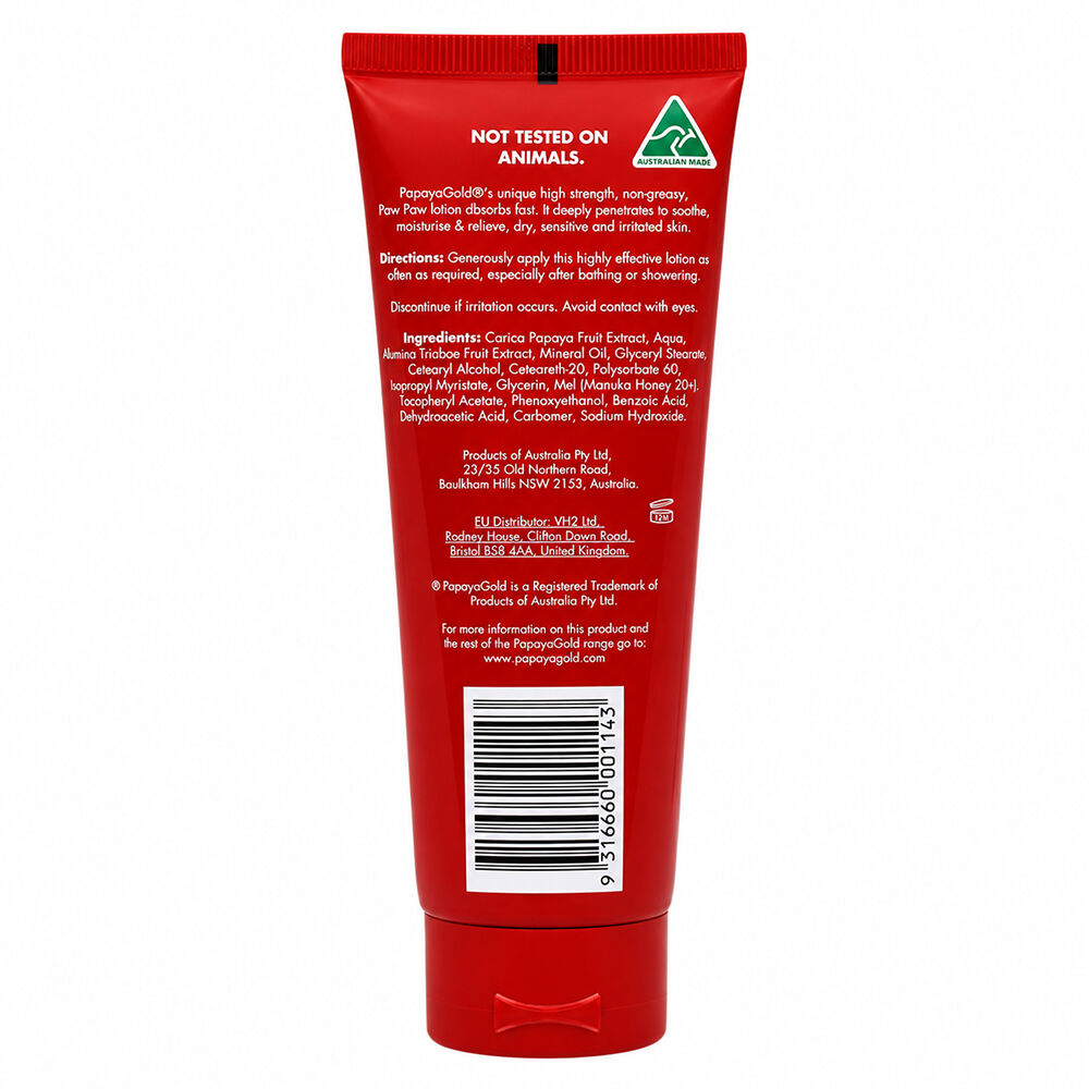 Papaya Gold Paw Paw Lotion 100ml Manuka Honey 20+ Sensitive Skin Care
