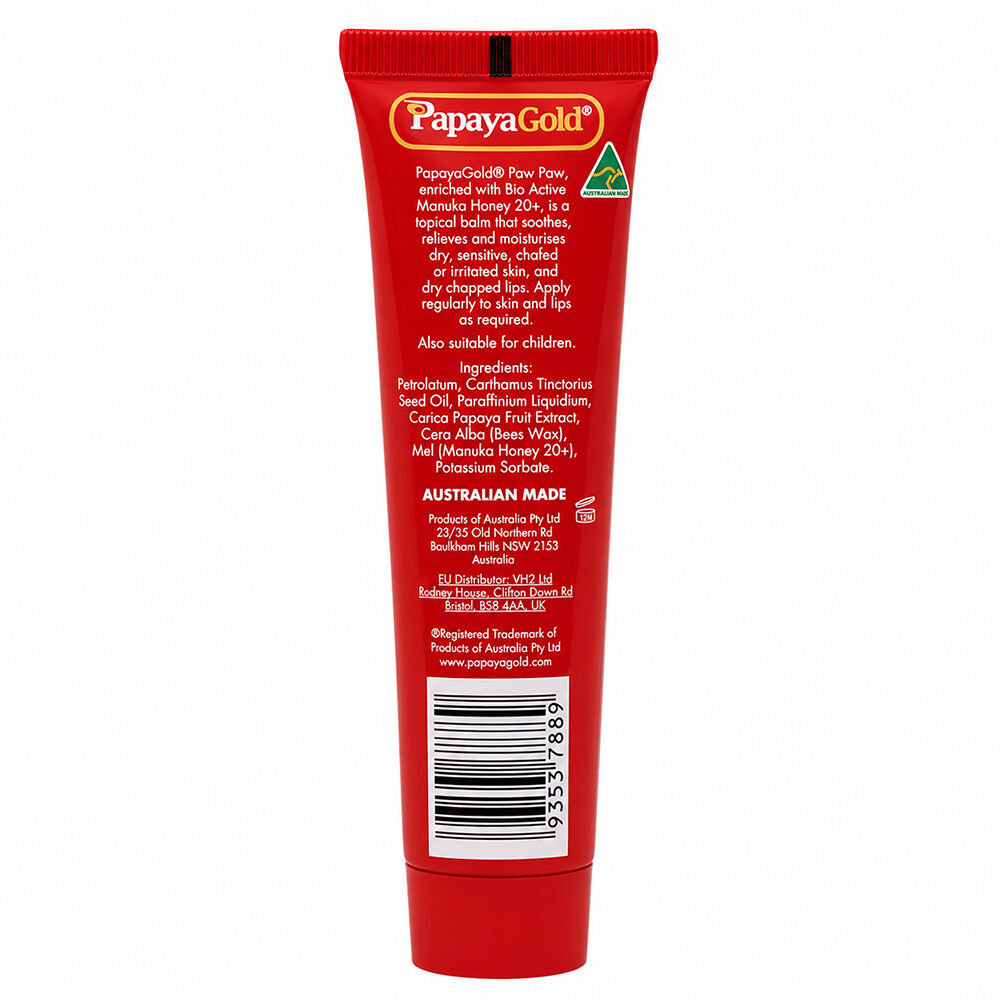 Papaya Gold Paw Paw Balm 25g x2 Manuka Honey 20+ Dry Lips Skin Relief