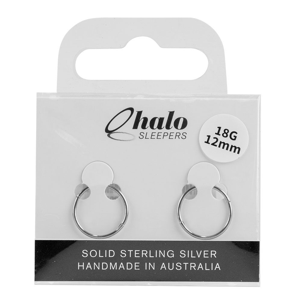 Halo Sleepers 12mm Sleeper Earrings Solid Sterling Silver 18G Handmade