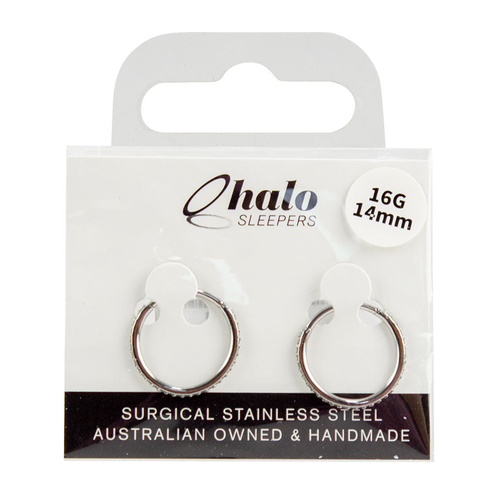 Halo Sleepers 14mm Gem Huggie Earrings Stainless Steel 16G Hypoallergenic