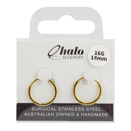 Halo Sleepers 14mm Gold Gem Huggie Earrings Stainless Steel 16G Hypoallergenic