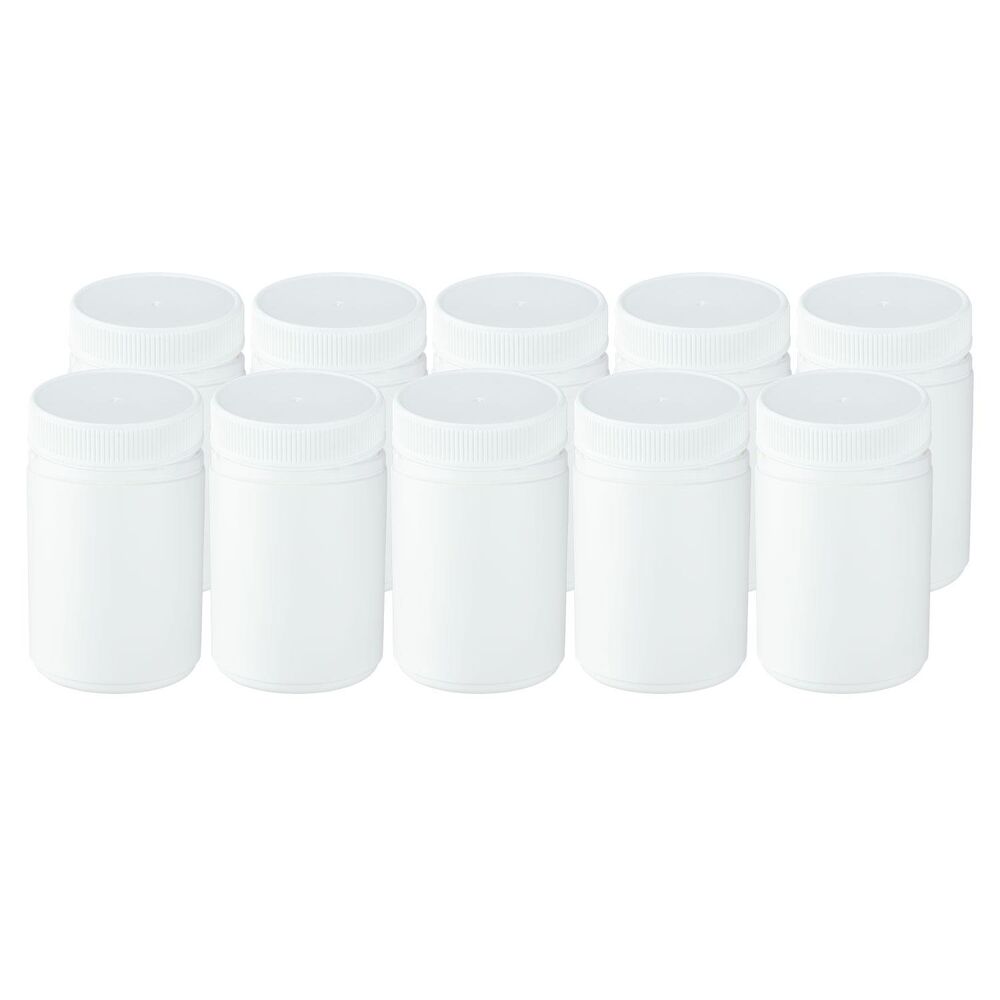 White HDPE Jar 300mL Tamper-Evident Cap 10 Pack