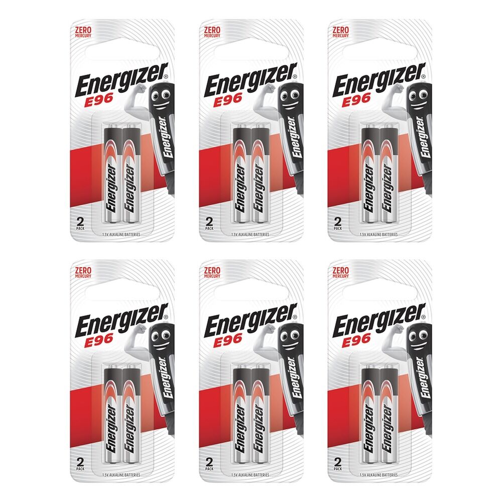 Energizer E96 1.5V Alkaline Batteries 2 Pack Bundle of 6