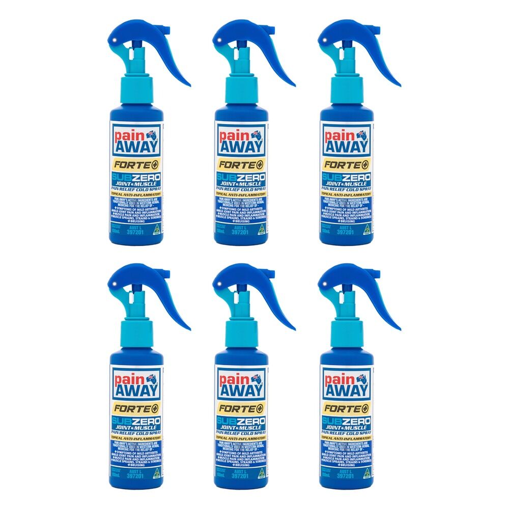 Pain Away Forte+ Sub Zero Joint & Muscle Pain Relief Cold Spray 100mL Pack of 6
