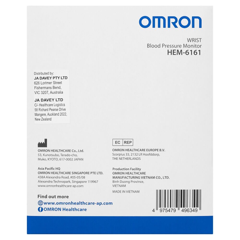 Omron Wrist Blood Pressure Monitor Basic HEM-6161