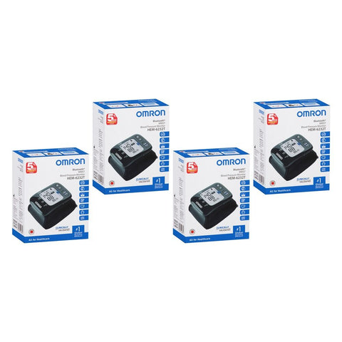 Omron HEM6232T Bluetooth Wrist Blood Pressure Monitor Pack of 4