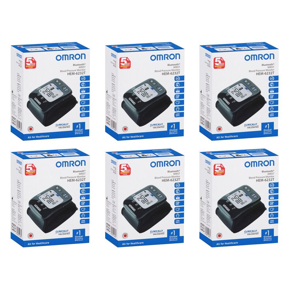 Omron HEM6232T Bluetooth Wrist Blood Pressure Monitor Pack of 6