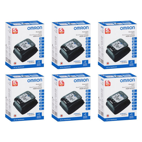 Omron HEM6232T Bluetooth Wrist Blood Pressure Monitor Pack of 6