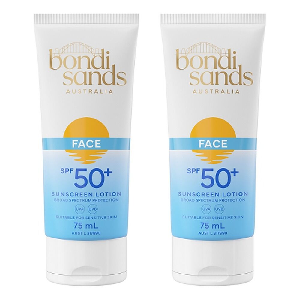 Bondi Sands Face Sunscreen Lotion SPF50+ 75mL Pack of 2