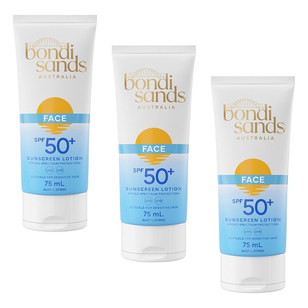 Bondi Sands Face Sunscreen Lotion SPF50+ 75mL Pack of 3