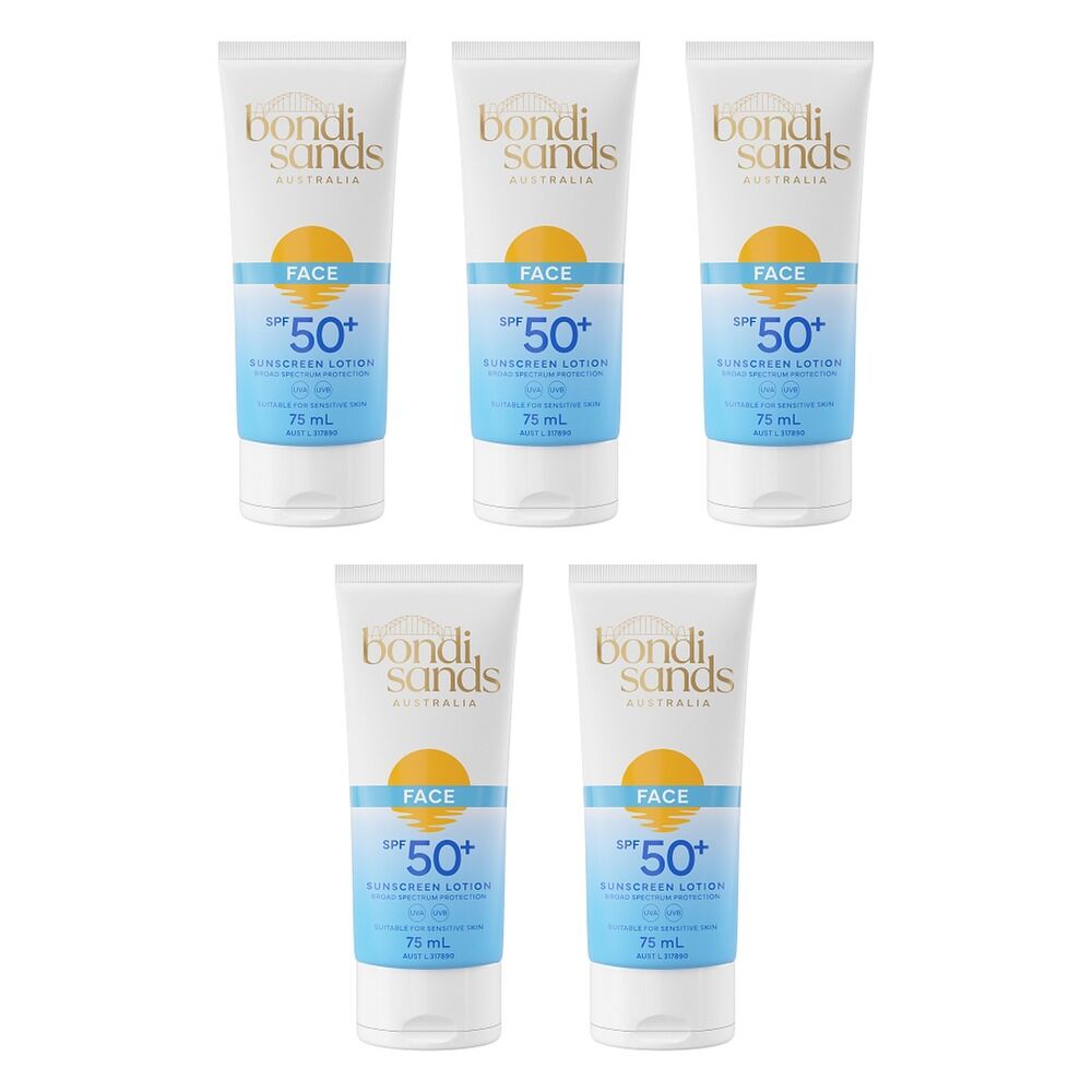 Bondi Sands Face Sunscreen Lotion SPF50+ 75mL Pack of 5