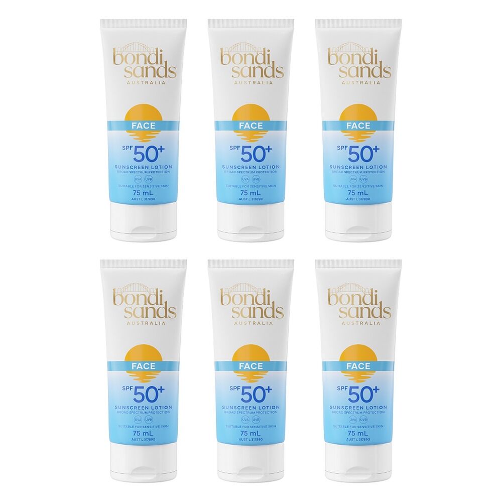 Bondi Sands Face Sunscreen Lotion SPF50+ 75mL Pack of 6