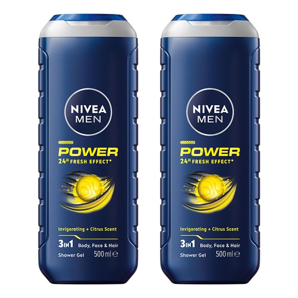 NIVEA Men Power Fresh Shower Gel 500mL Pack of 2