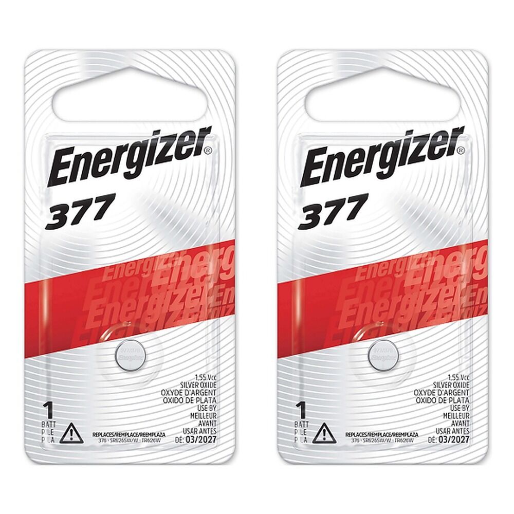 Energizer 377 Silver Oxide Watch Battery Pack of 2