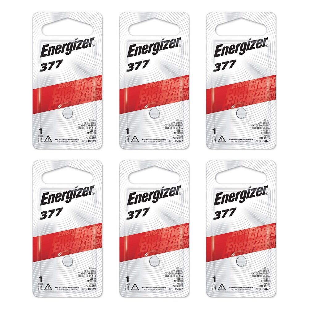Energizer 377 Silver Oxide Watch Battery Pack of 6