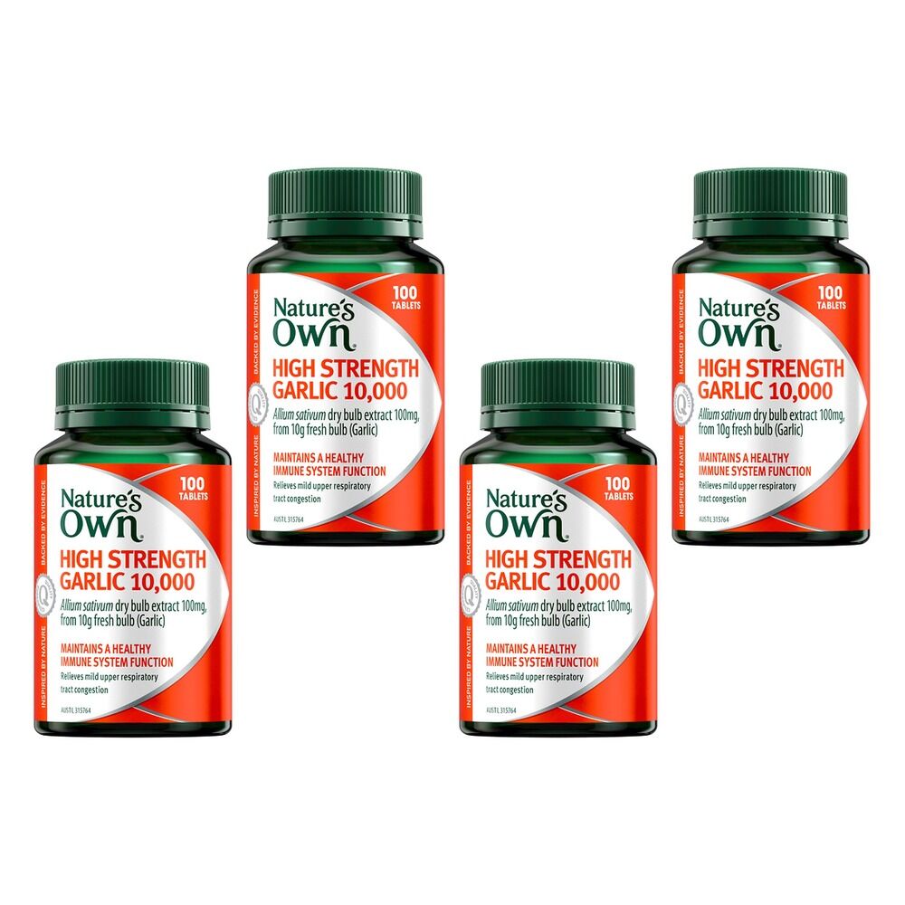 Nature's Own High Strength Garlic 10,000 100 Tablets Pack of 4
