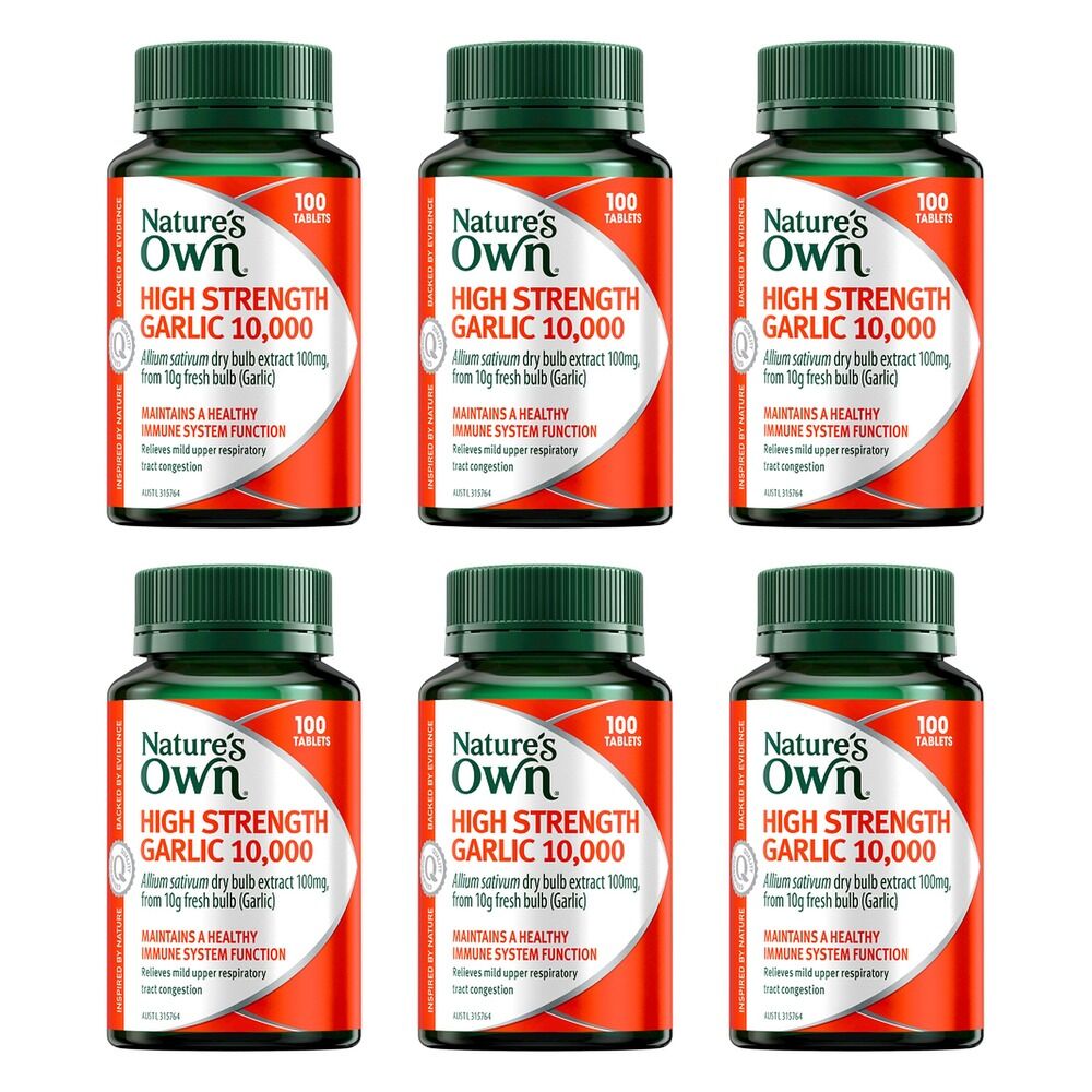 Nature's Own High Strength Garlic 10,000 100 Tablets Pack of 6