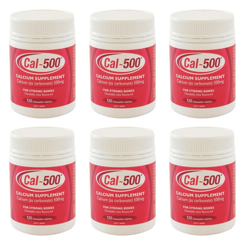 Cal-500 Chewable Tablets 120 Bottle Pack of 6