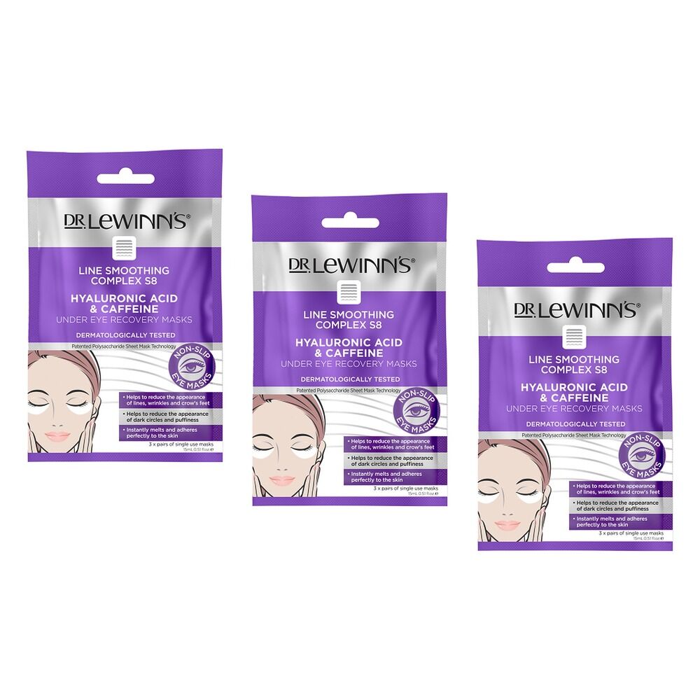 Dr. LeWinn's HA & Caffeine Under Eye Recovery Masks, 3 Pack x 10 Bundle of 3