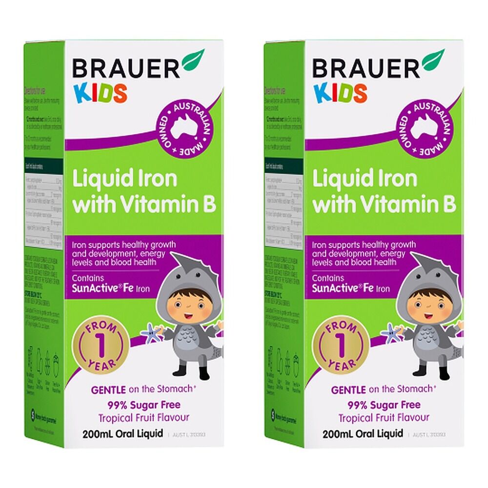 Brauer Kids Liquid Iron with Vitamin B 200mL Pack of 2