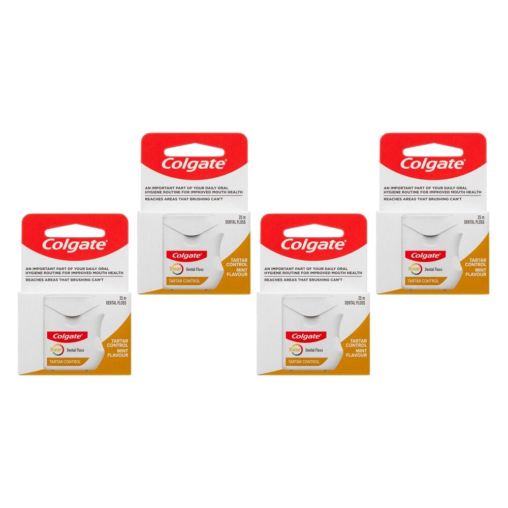 Colgate Total Tartar Control Dental Floss 25m x 6 Bundle of 4