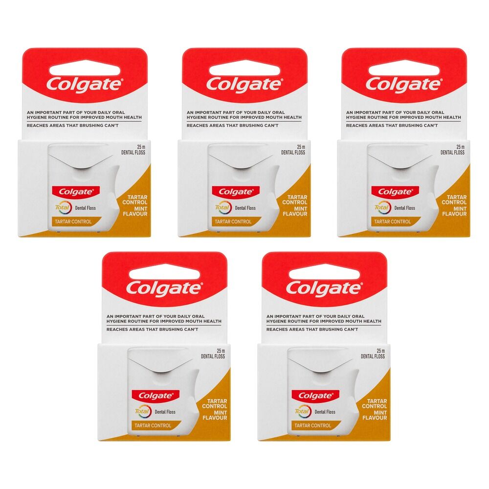 Colgate Total Tartar Control Dental Floss 25m x 6 Bundle of 5