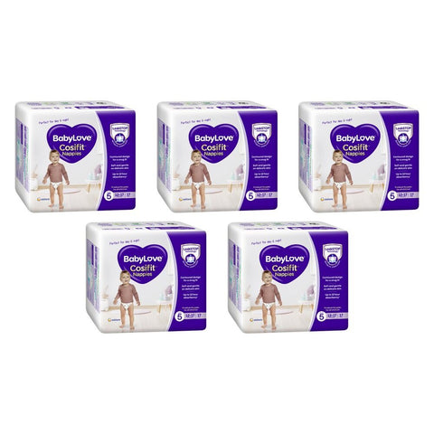 Baby Love Cosifit Convenience Nappies Walker Size 5 17 Pack x 4 Bundle of 5
