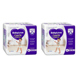 Baby Love Cosifit Convenience Nappies Toddler Size 4 18 Pack x 4 Bundle of 2