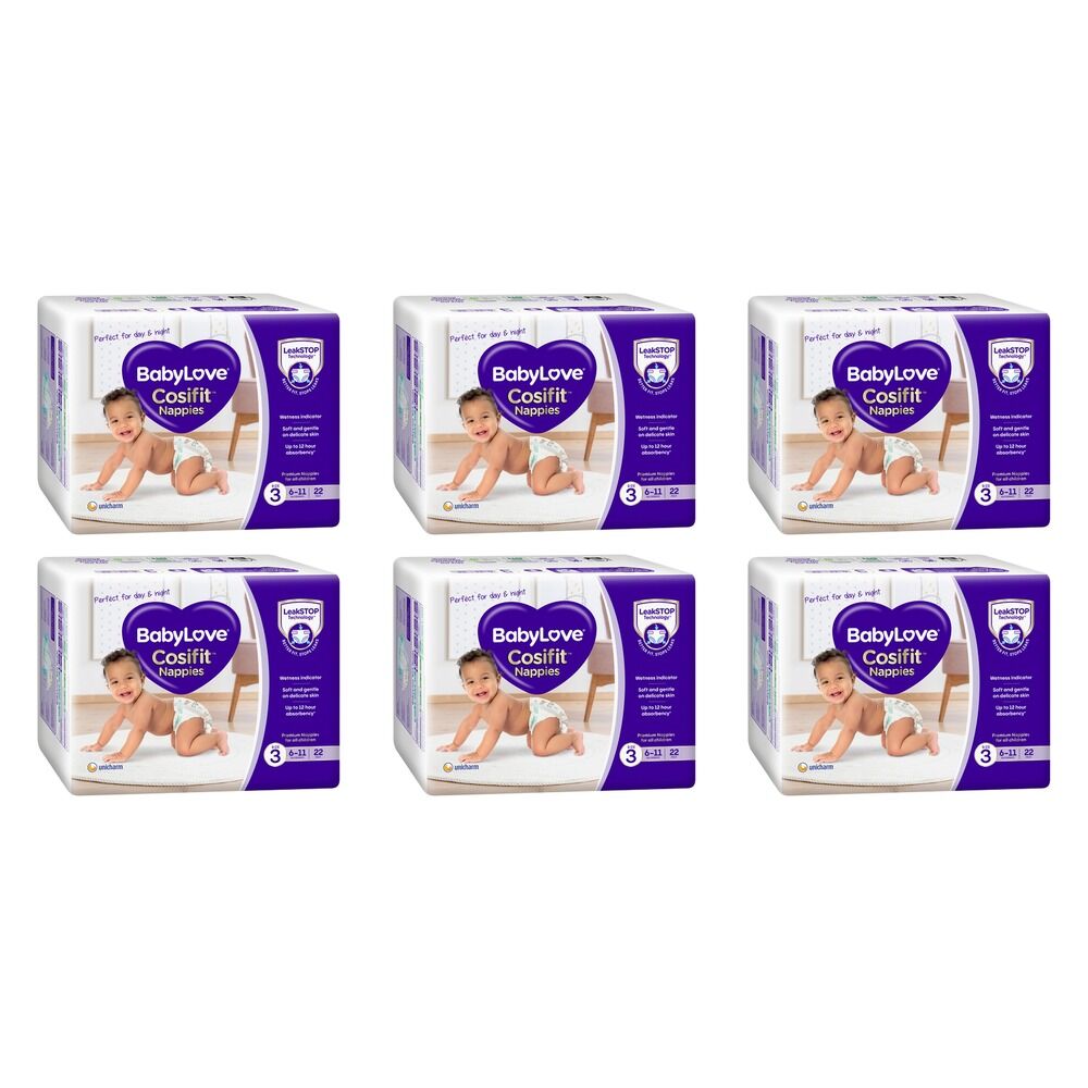 Baby Love Cosifit Convenience Nappies Crawler Size 3 22 Pack Bundle of 6