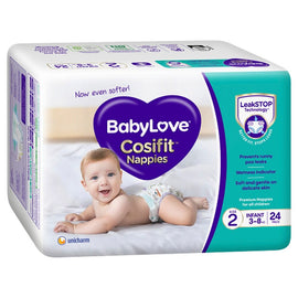 Baby Love Cosifit Convenience Nappies Infant Size 2 24 Pack x 4