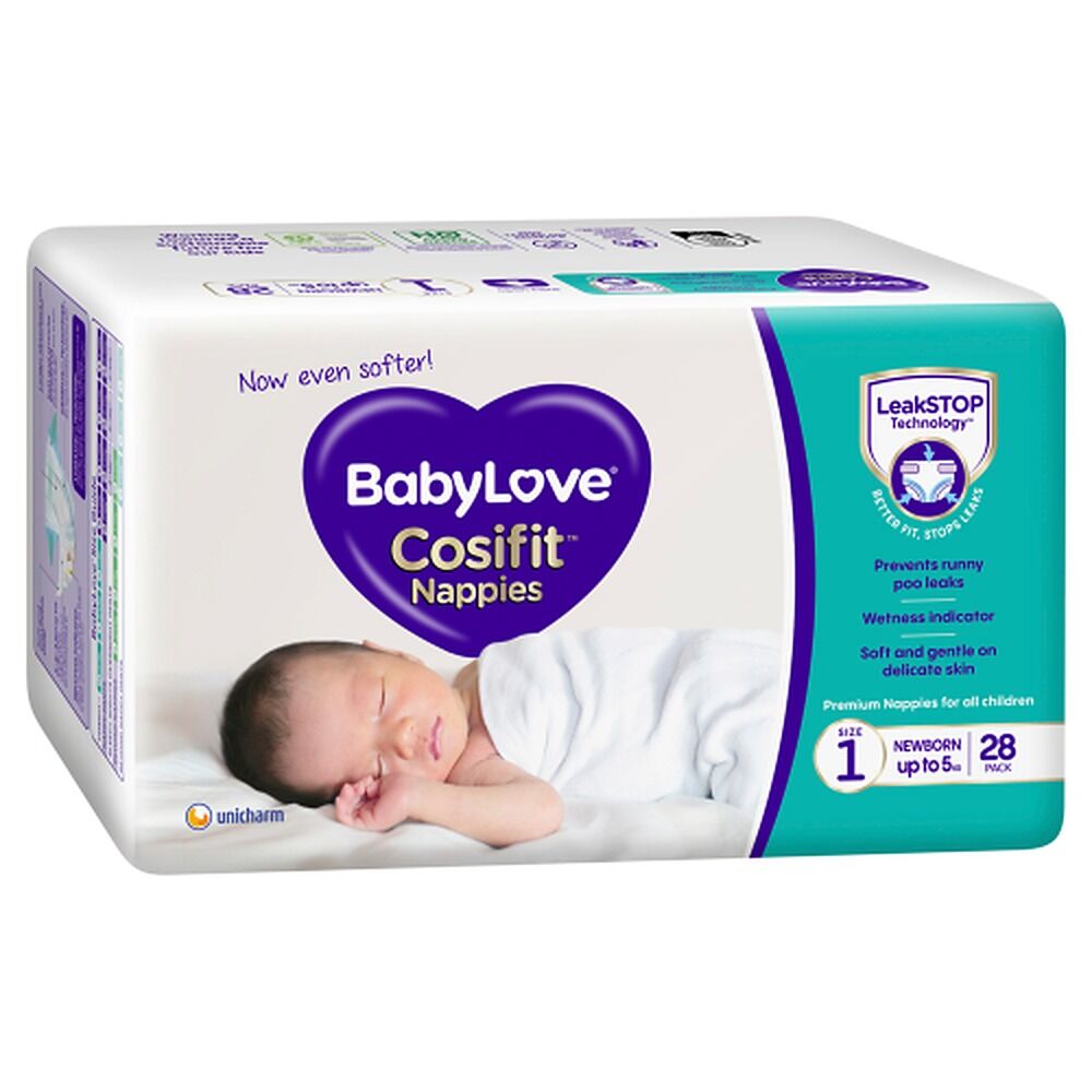Baby Love Cosifit Convenience Nappies Newborn Size 1 28 Pack x 4