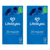 LifeStyles Regular Condoms 20 Pack Bundle of 2