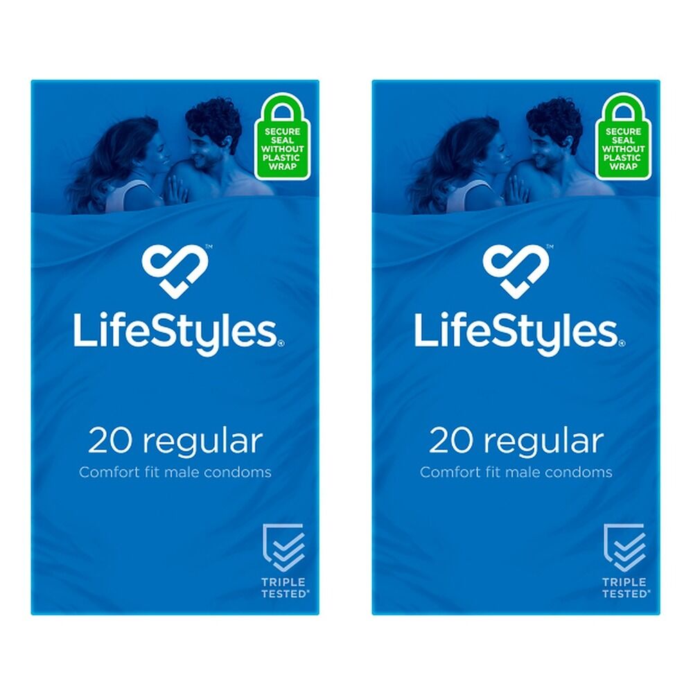 LifeStyles Regular Condoms 20 Pack Bundle of 2