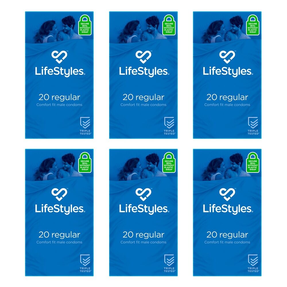 LifeStyles Regular Condoms 20 Pack Bundle of 6