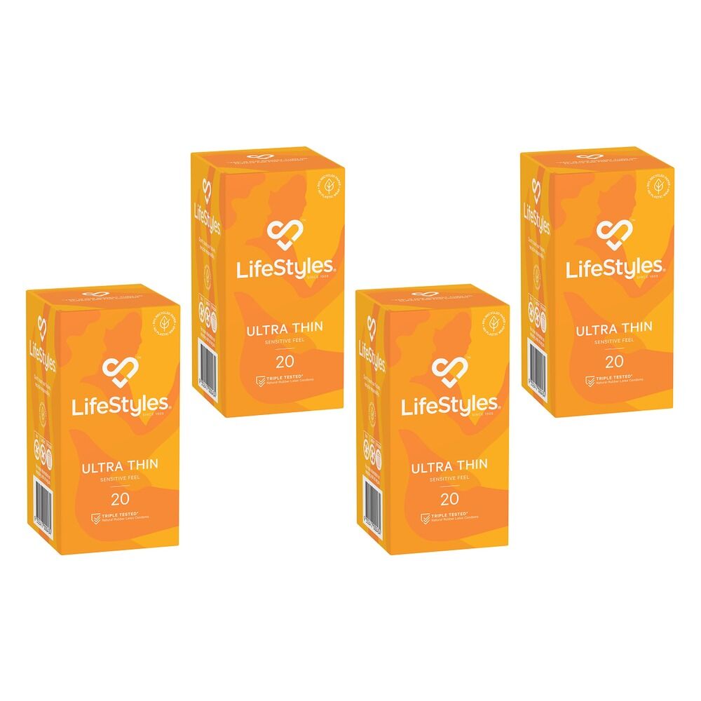 LifeStyles Ultra Thin Condoms 20 Pack Bundle of 4