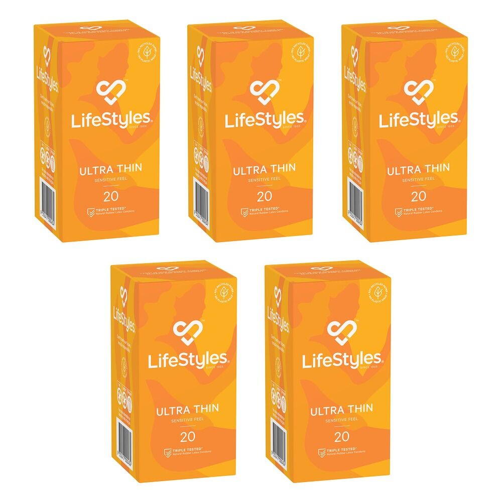 LifeStyles Ultra Thin Condoms 20 Pack Bundle of 5