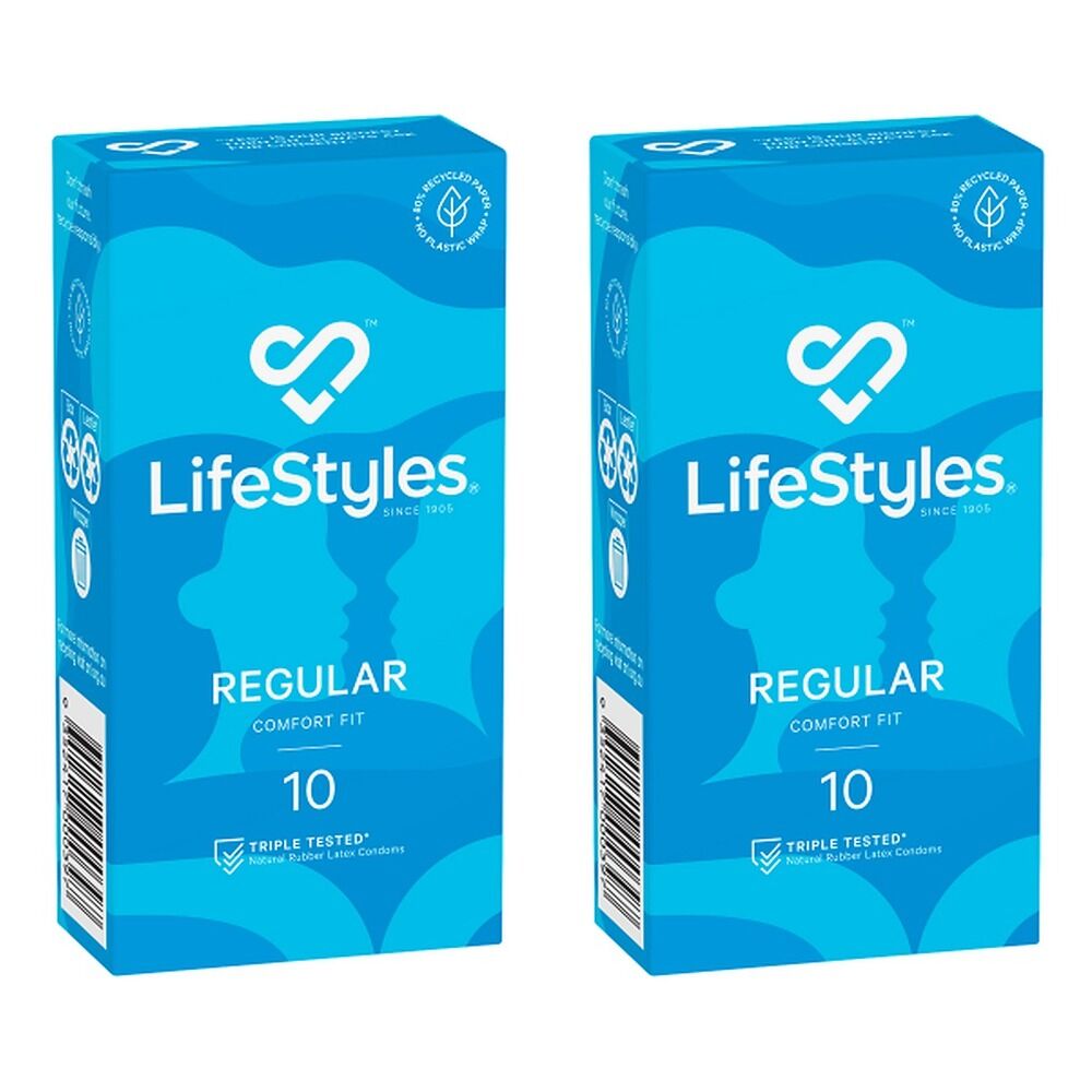 LifeStyles Regular Condoms 10 Pack Bundle of 2