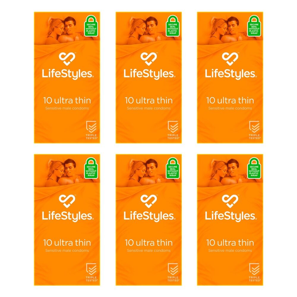 LifeStyles Ultra Thin Condoms Sensitive 10 Pack Bundle of 6
