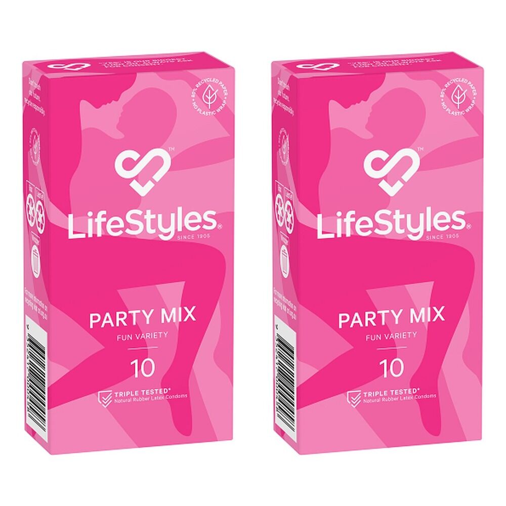 LifeStyles Party Mix Condoms 10 Pack Bundle of 2