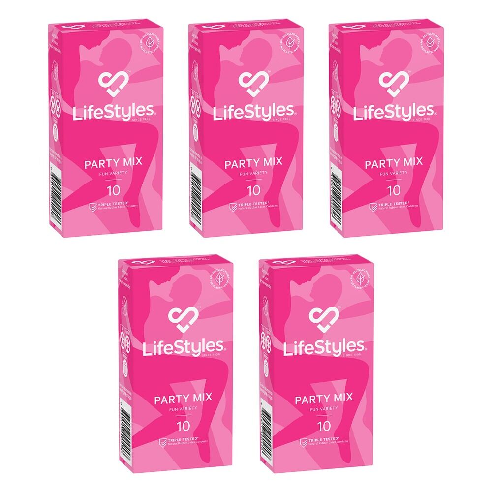 LifeStyles Party Mix Condoms 10 Pack Bundle of 5