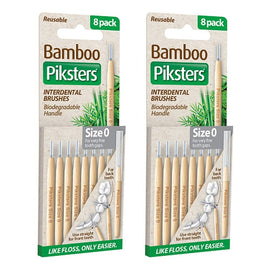 Piksters Bamboo Interdental Brushes Size 0 8 Pack Fine Tooth Gaps Bundle of 2