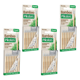 Piksters Bamboo Interdental Brushes Size 0 8 Pack Fine Tooth Gaps Bundle of 4