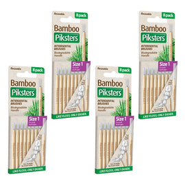 Piksters Bamboo Interdental Brushes Size 1 8 Pack Small Tooth Gaps Bundle of 4